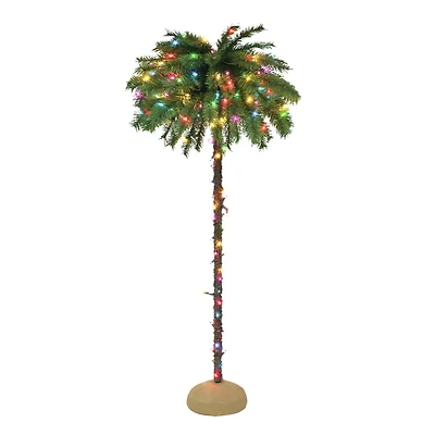 6ft. Pre-Lit Palm Artificial Christmas Tree, Multicolor Lights