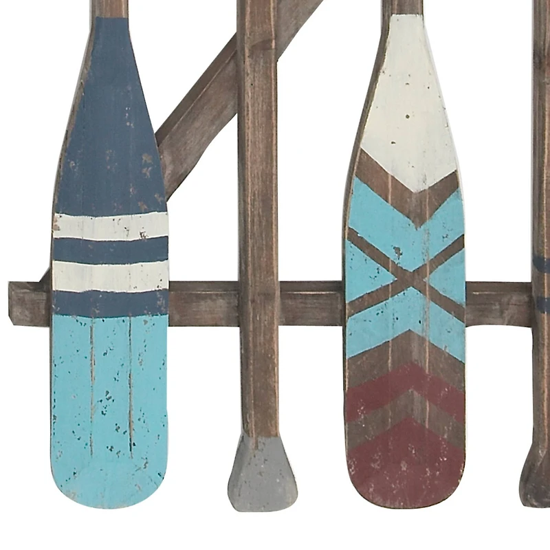 36" Brown Wood Coastal Oars Wall Decor