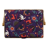 SINGER® Large Purple Notions Print Sewing Basket with Sewing Scissors & Notions