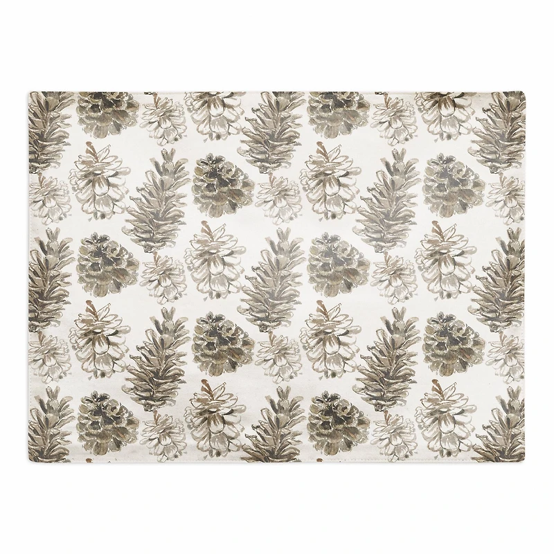 Pine Cones on White Cotton Twill Placemat