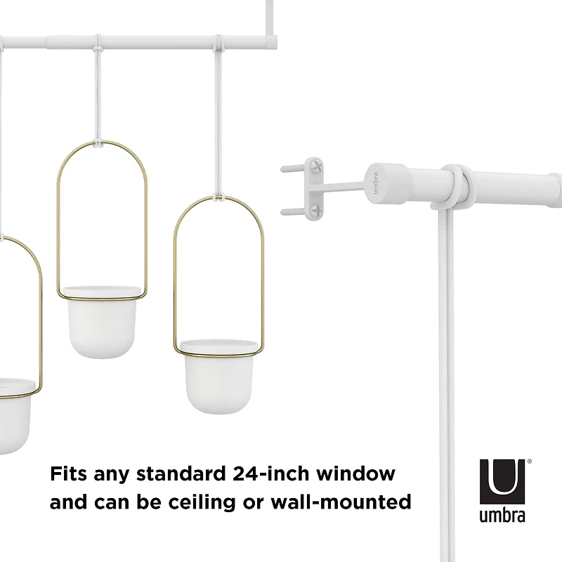 Umbra White & Brass Triflora Hanging Planter Set