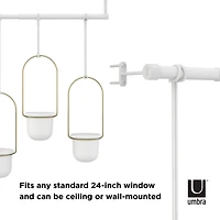 Umbra White & Brass Triflora Hanging Planter Set
