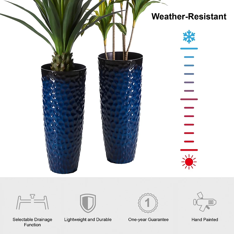 Glitzhome® 31" Eco-Friendly Honeycomb Textured Tall Plastic Planters
