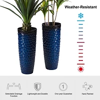 Glitzhome® 31" Eco-Friendly Honeycomb Textured Tall Plastic Planters