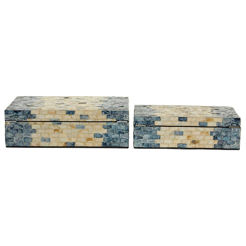 Tan & Blue Wood Coastal Box Set