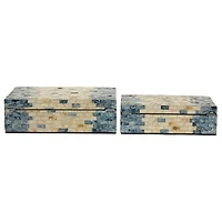 Tan & Blue Wood Coastal Box Set