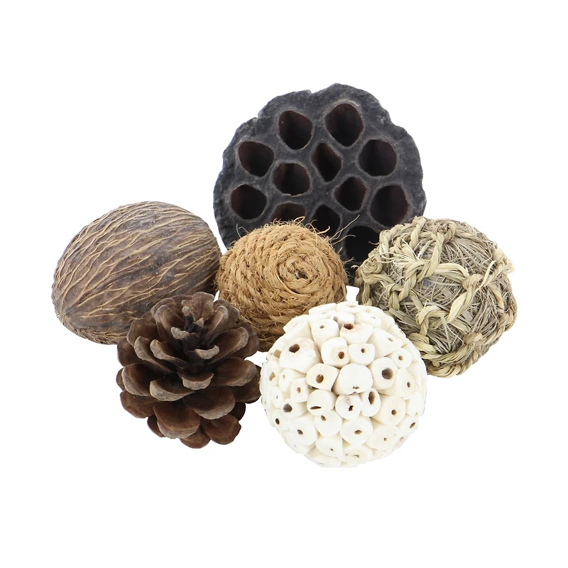 Natural Brown Dried Floral & Rope Orb Vase Filler, 2ct.