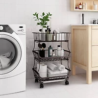 NEX™ 24" Brown 3-Tier Multifunctional Fruit & Vegetable Rolling Shelf 