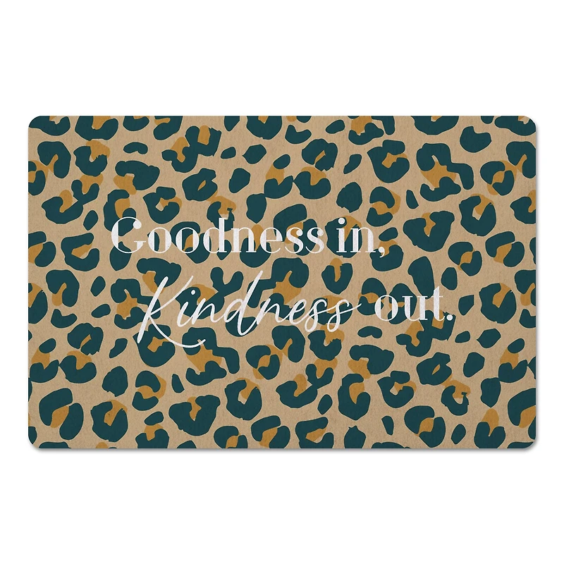 Goodness In Kindness Out Leopard Floor Mat