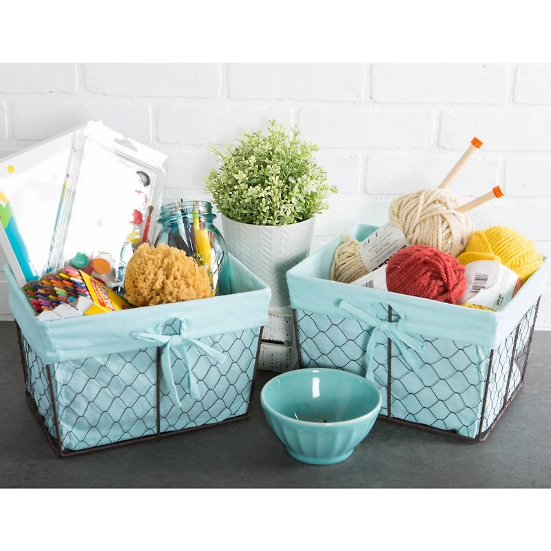 DII® Aqua Lined Chicken Wire Basket Set