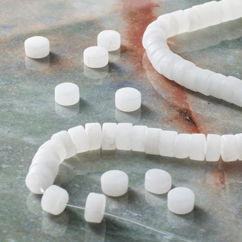 12 Pack: White Quartz Matte Heishi Beads by Bead Landing