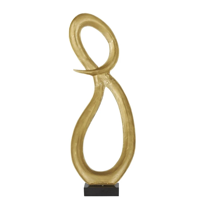 5ft. Gold Abstract Looped Aluminum Floor Sculpture with Black Marble Base