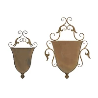 Brown Metal Traditional Planter Set