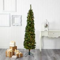 6ft. Pre-Lit Green Artificial Christmas Tree, Clear LED Lights