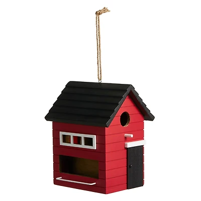 Glitzhome® 10.25" Modern Red Wood Garden Birdhouse