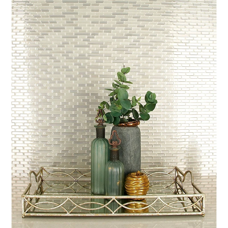 25'' Silver Metal Glam Tray