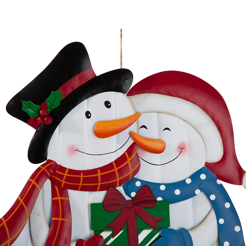 Glitzhome® 2.5ft. Metal Lovely Snowman Yard Stake