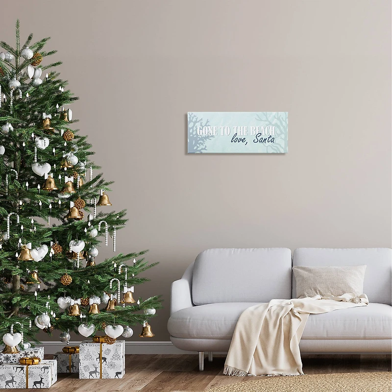 Stupell Industries Gone To Beach Love Santa Phrase Canvas Wall Art