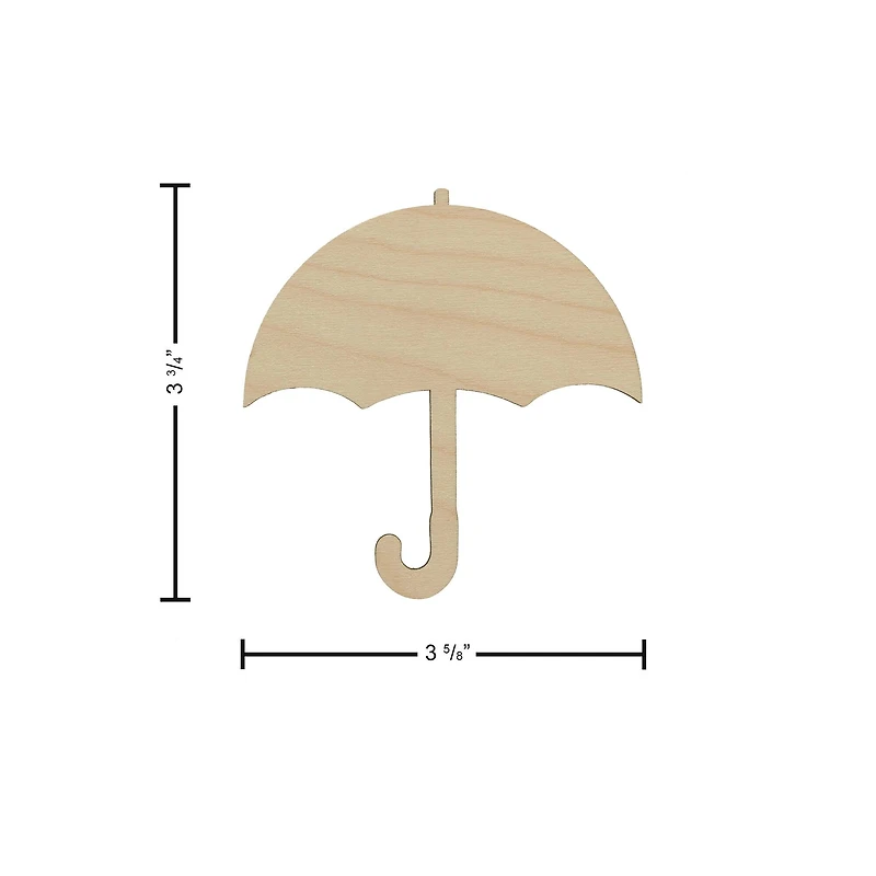 Essentials by Leisure Arts 24 Pack 3.5" x 3.75" Umbrella Flat Wood Shape