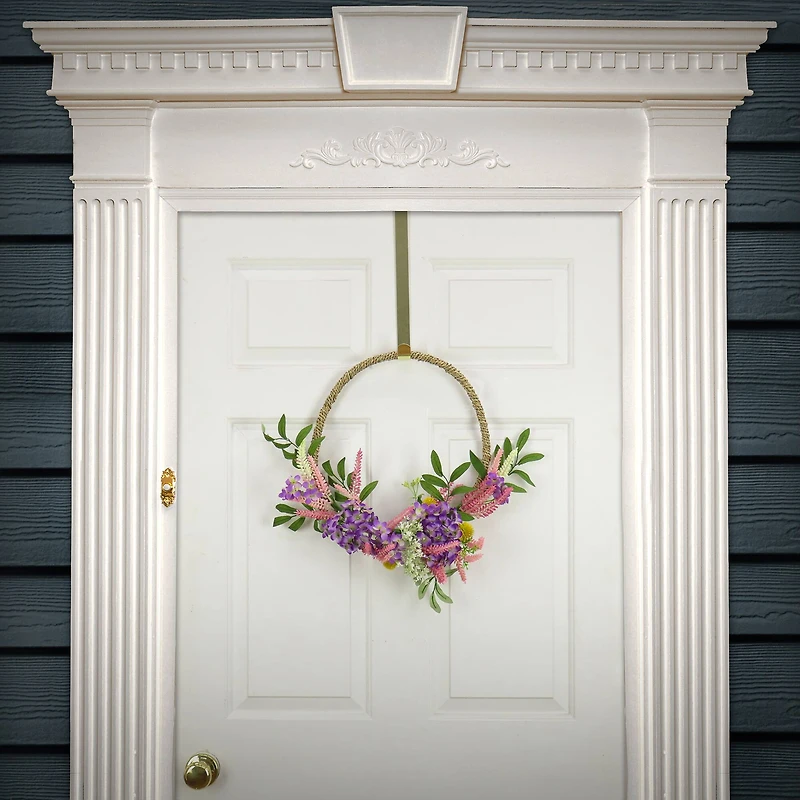 16" Spring Lavender & Mini Blossoms Hoop Wreath