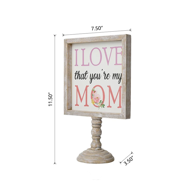 Glitzhome® 11.5" Wood Mother's Day Table Décor