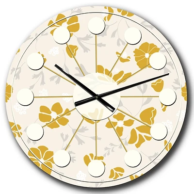 Designart 'Retro Handdrawn Poppies Iii Mid-Century Modern Wall Clock