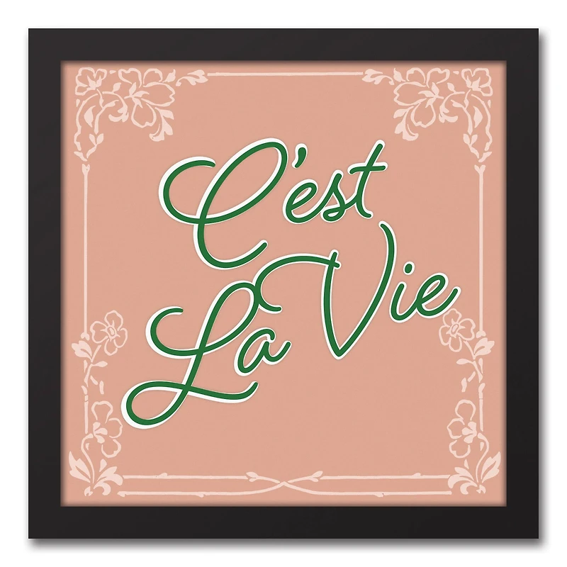 C'est la Vie Script Canvas Wall Art in Black Frame