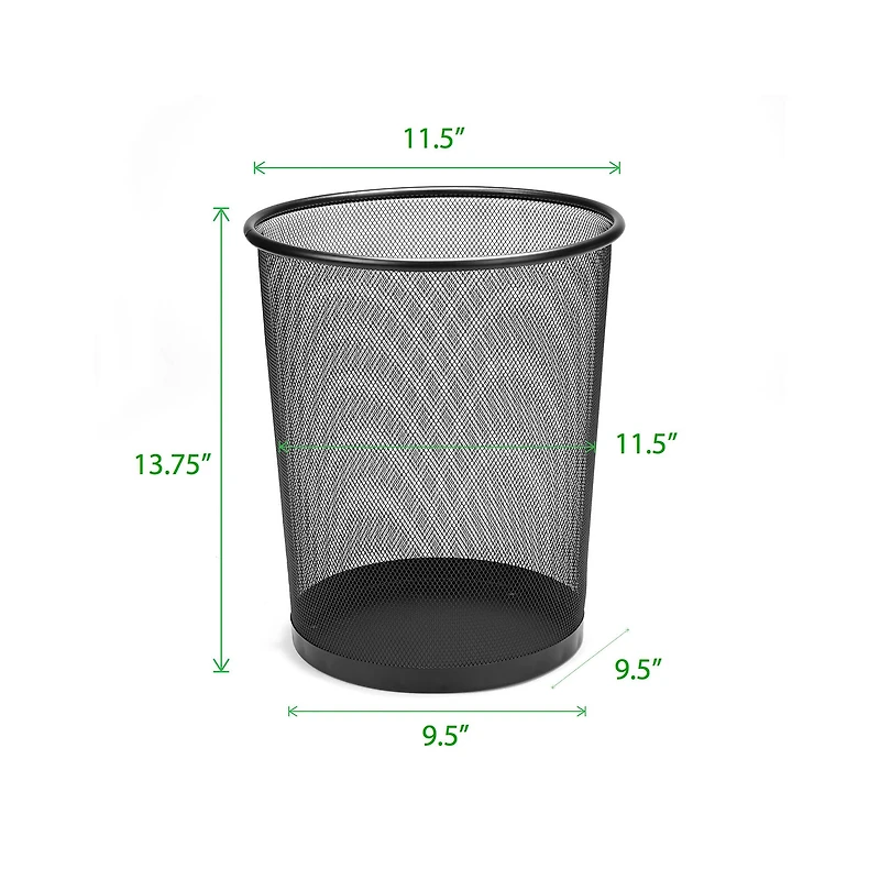 Mind Reader Garbage Round Metal Mesh Waste Basket Recycling Bin