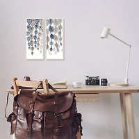 Stupell Industries Neutral Opaque Blue Brown Cascading Leaves Canvas Wall Art