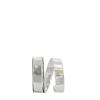 JAM Paper 7/8" x 25yd. Silver Woven Lame 3 Wired Edge Ribbon