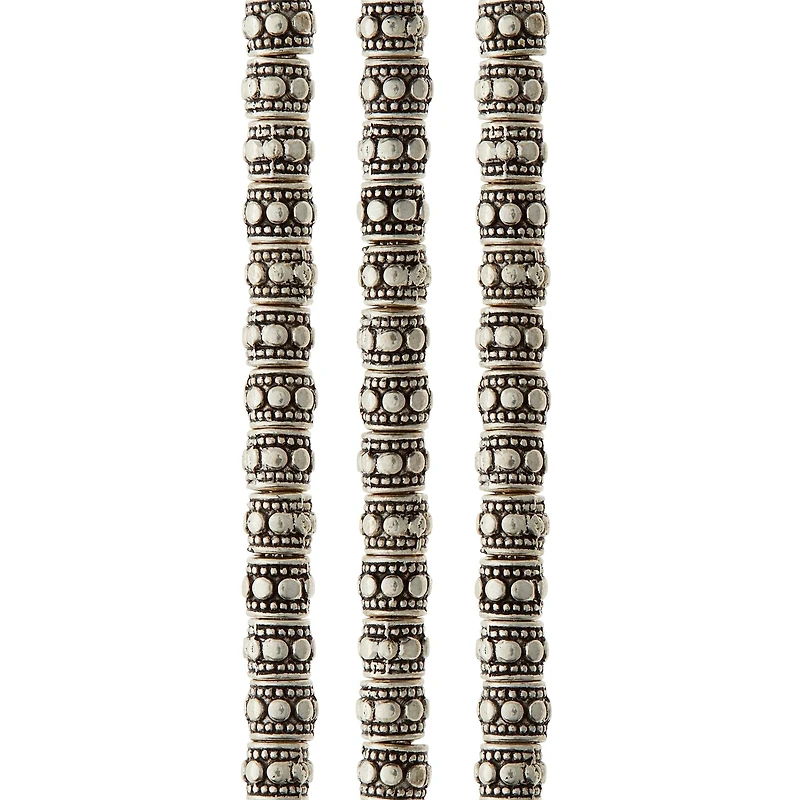 12 Pack:  Antique Silver Carved Rondelle Beads by Bead Landing™