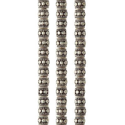 12 Pack:  Antique Silver Carved Rondelle Beads by Bead Landing™