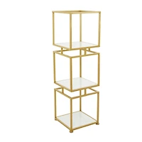 Gold Marble Glam Shelving Unit, 39" x 12" x 12"