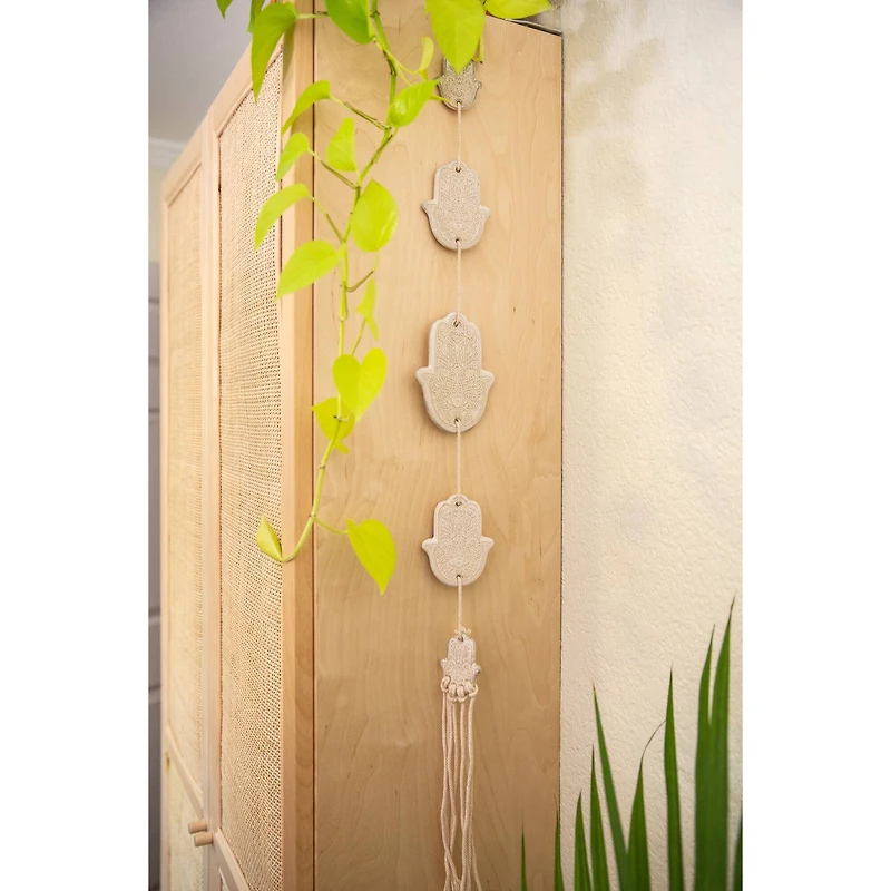 Flora Bunda 24" Ceramic Hamsa Hand With Tassel