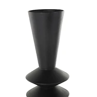 26" Black Fluted Metal Art Deco Vase