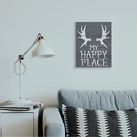 Stupell Industries Rustic My Happy Place Large Elk Antlers Canvas Wall Art
