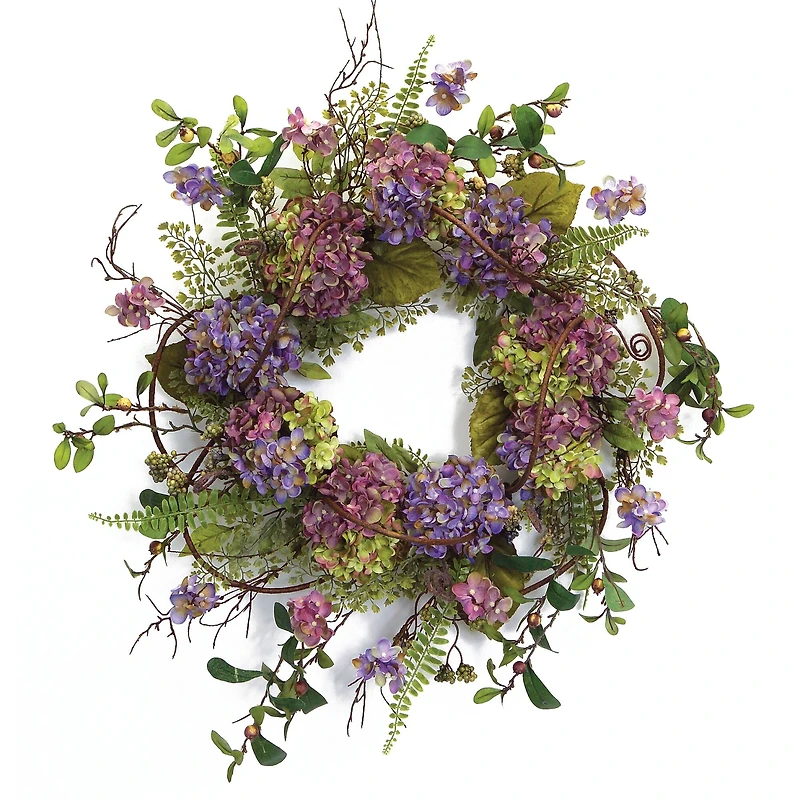 22" Purple Hydrangea Floral Wreath