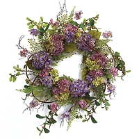 22" Purple Hydrangea Floral Wreath