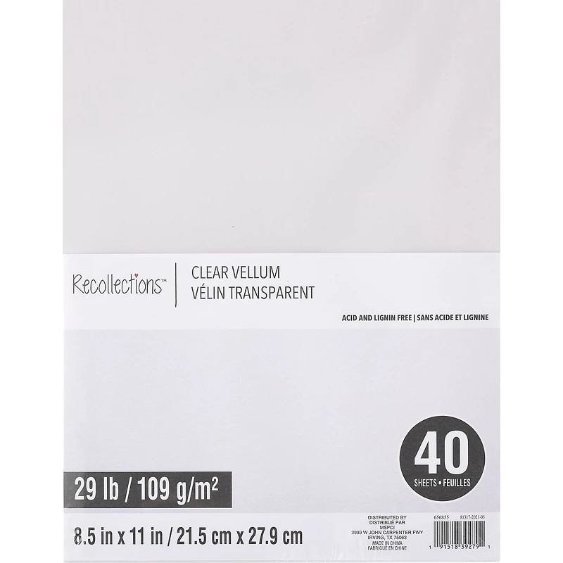 Clear 8.5" x 11" Vellum Paper by Recollections™, 40 Sheets