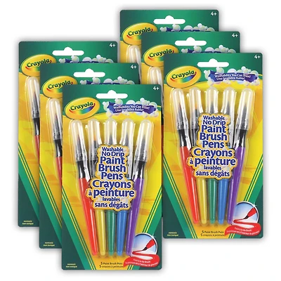 Crayola® Washable No Drip Paint Brush Pens, 6 Packs of 5