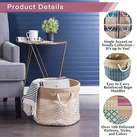 DII® 16" Wine Border Burlap Round Bin