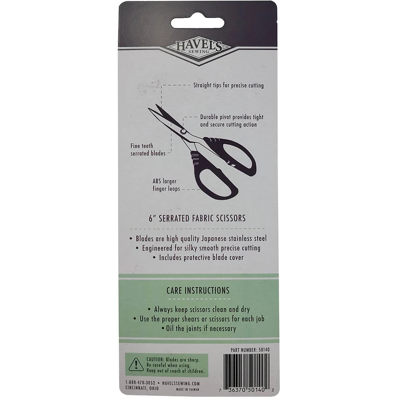 Havel's™ 6" Serrated Sew Creative Large Finger Loop Scissors