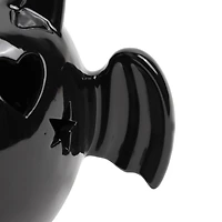 6.5" Black Bat with Heart Eyes LED Ceramic Tabletop Décor by Ashland®