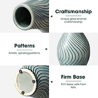 Glitzhome® Spiraling Artistry Turquoise Ceramic Modern Vase Set