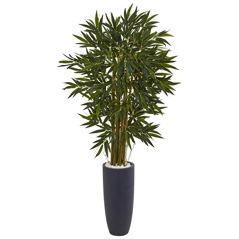 6.5ft. Potted Bamboo Artificial Tree in Gray Cylinder Planter