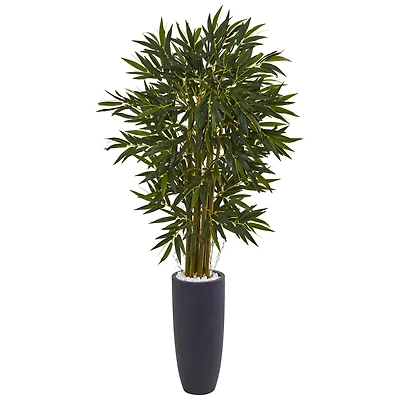 6.5ft. Potted Bamboo Artificial Tree in Gray Cylinder Planter