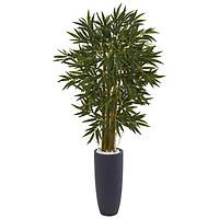 6.5ft. Potted Bamboo Artificial Tree in Gray Cylinder Planter