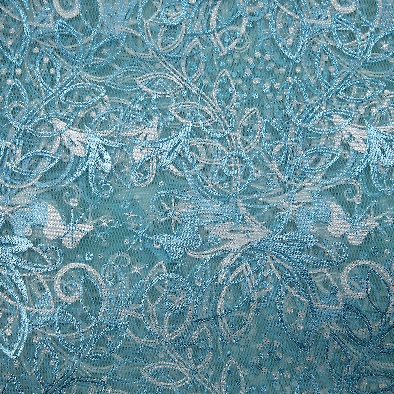 Wyla Light Blue Butterfly Mesh Polyester Fabric