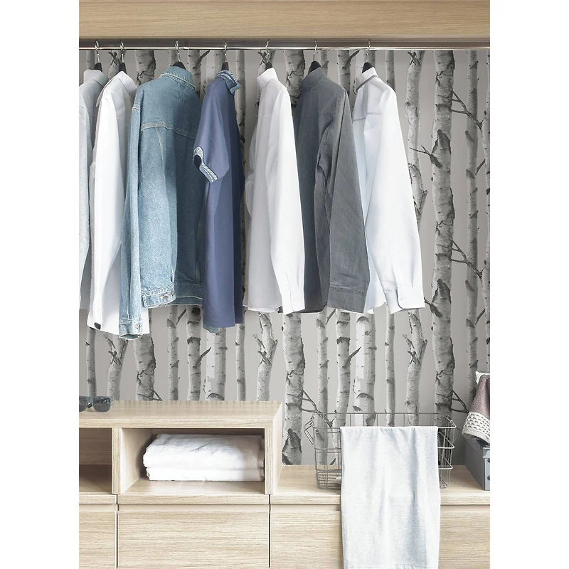 InHome Birch Forest Gray Peel & Stick Wallpaper