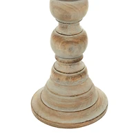 Light Brown Mango Wood Traditional Candle Holder Set, 3ct.